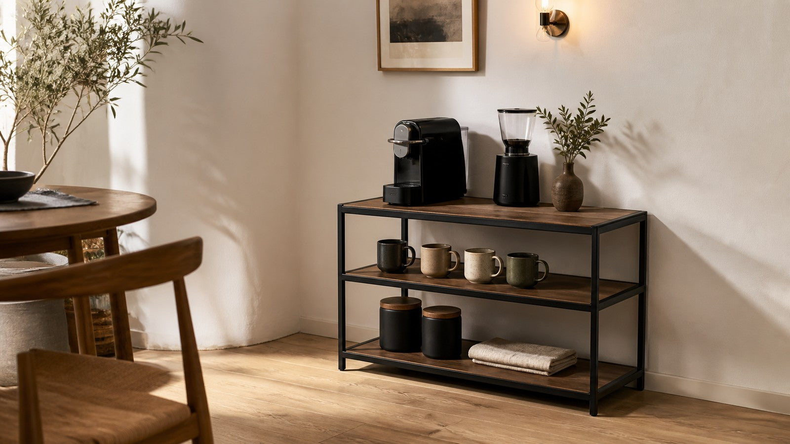 Coffee Bar Under a Window: Plan a 70 cm High, 31 cm Deep Station