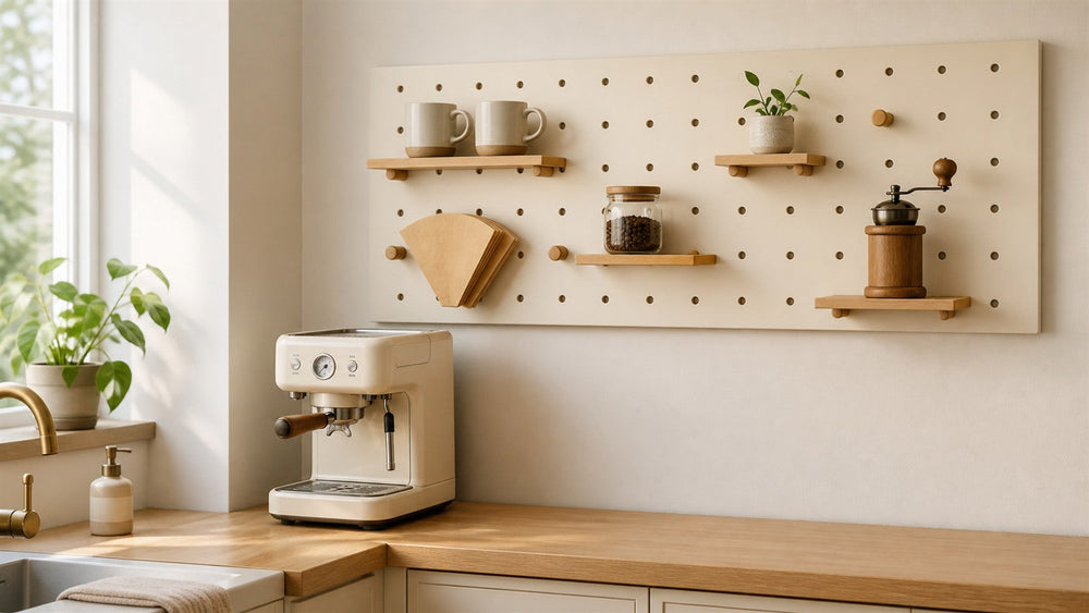 How to turn an empty wall into a cream-white coffee station