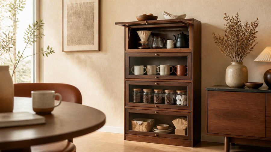 Four-Tier Flip-Door Coffee Storage Cabinet: Which Width Fits Your Coffee Bar?