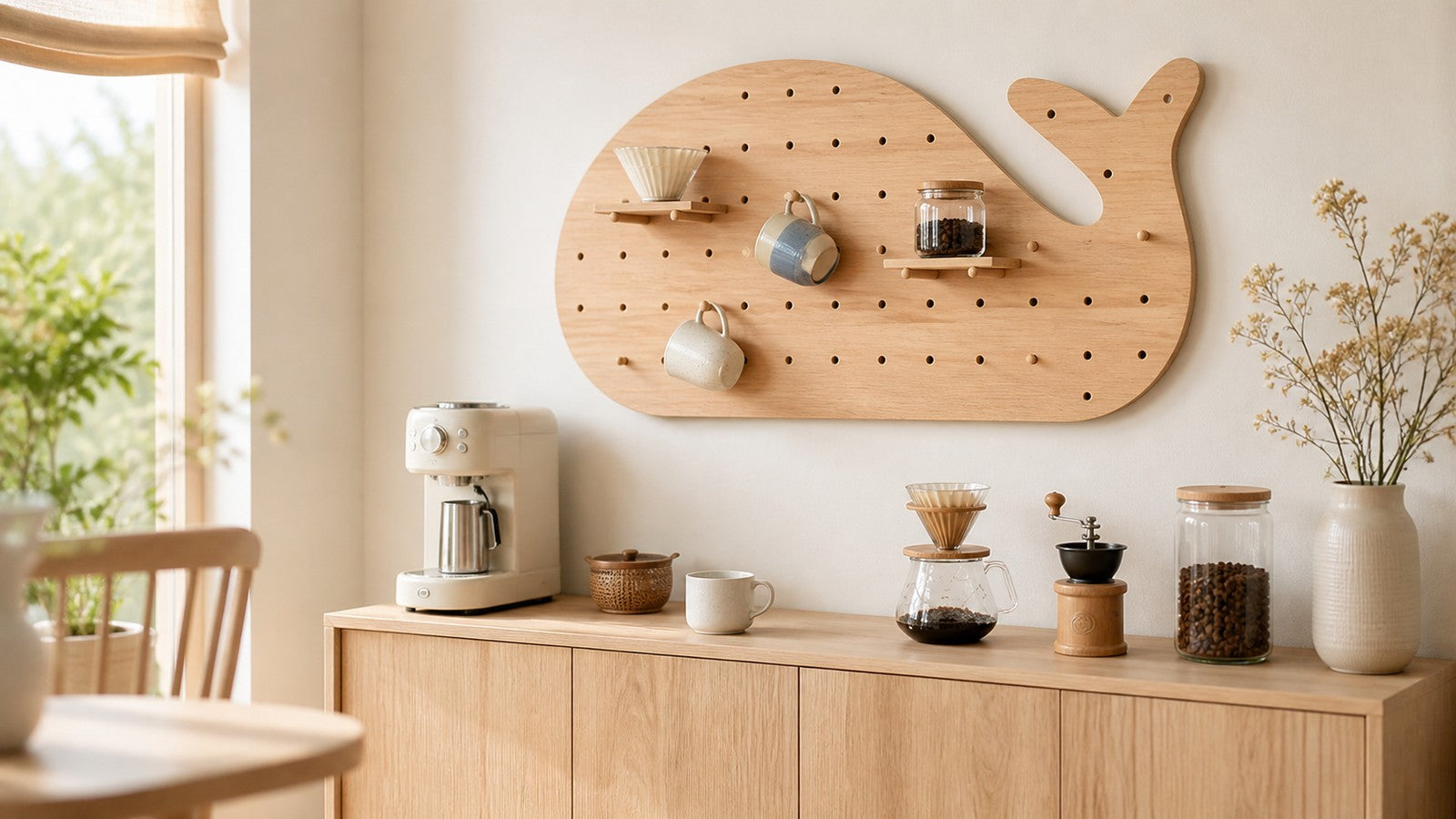 Natural Wood Whale Coffee Pegboard: 80 × 40 or 120 × 60 cm?