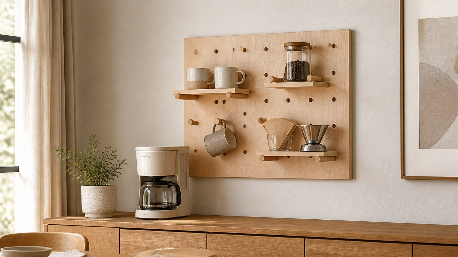 Natural Wood Coffee Pegboard Size Guide: 40 × 60, 60 × 80 or 60 × 120 cm?