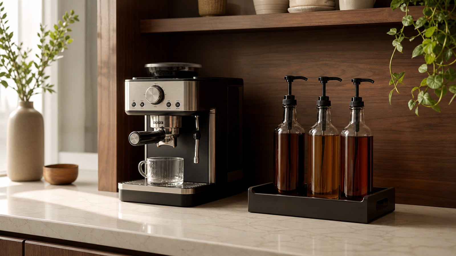 How to Organize Coffee Syrups, Pumps and Flavoring Bottles