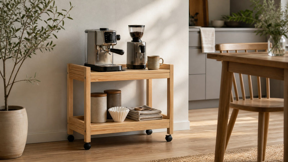 Small Rolling Coffee Cart: Choose 40 or 60 cm Width