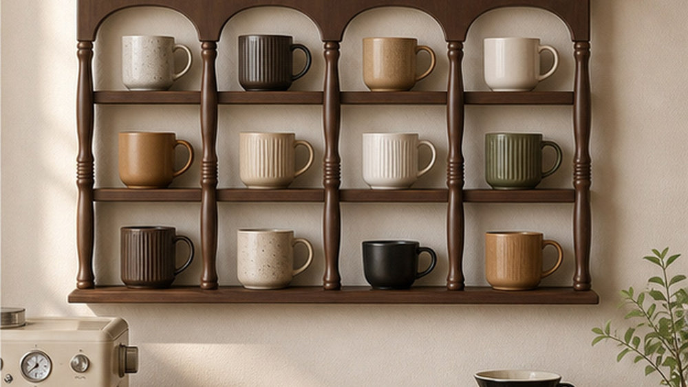 Wall Coffee Mug Display Shelf Size Guide: Choose 47, 60, 73 or 86 cm