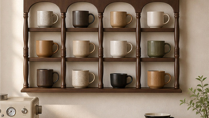 Wall Coffee Mug Display Shelf Size Guide: Choose 47, 60, 73 or 86 cm