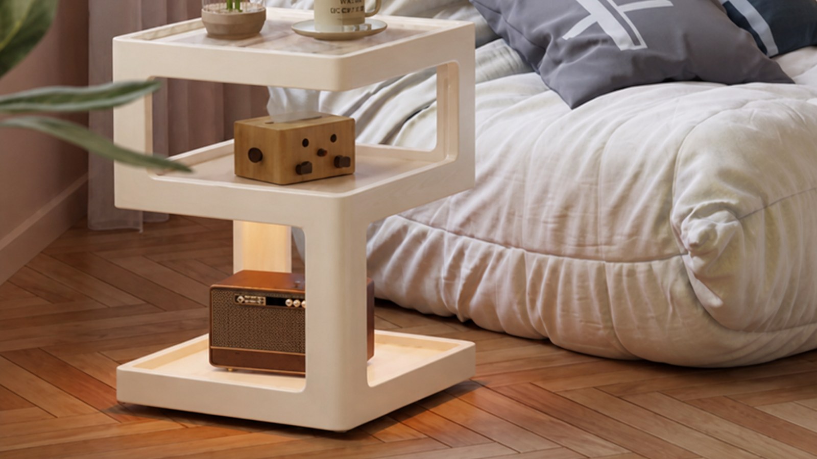 Warm White Coffee Corner Ideas: Style a Three-Tier Side Table Without Clutter