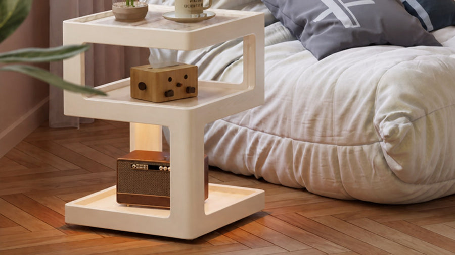 Warm White Coffee Corner Ideas: Style a Three-Tier Side Table Without Clutter