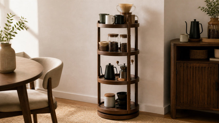 How to Organize a Four-Tier Rotating Coffee Storage Tower
