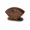 Solid black walnut coffee filter paper holder on white background