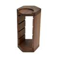 Solid walnut 58 mm espresso filter basket organizer on white background