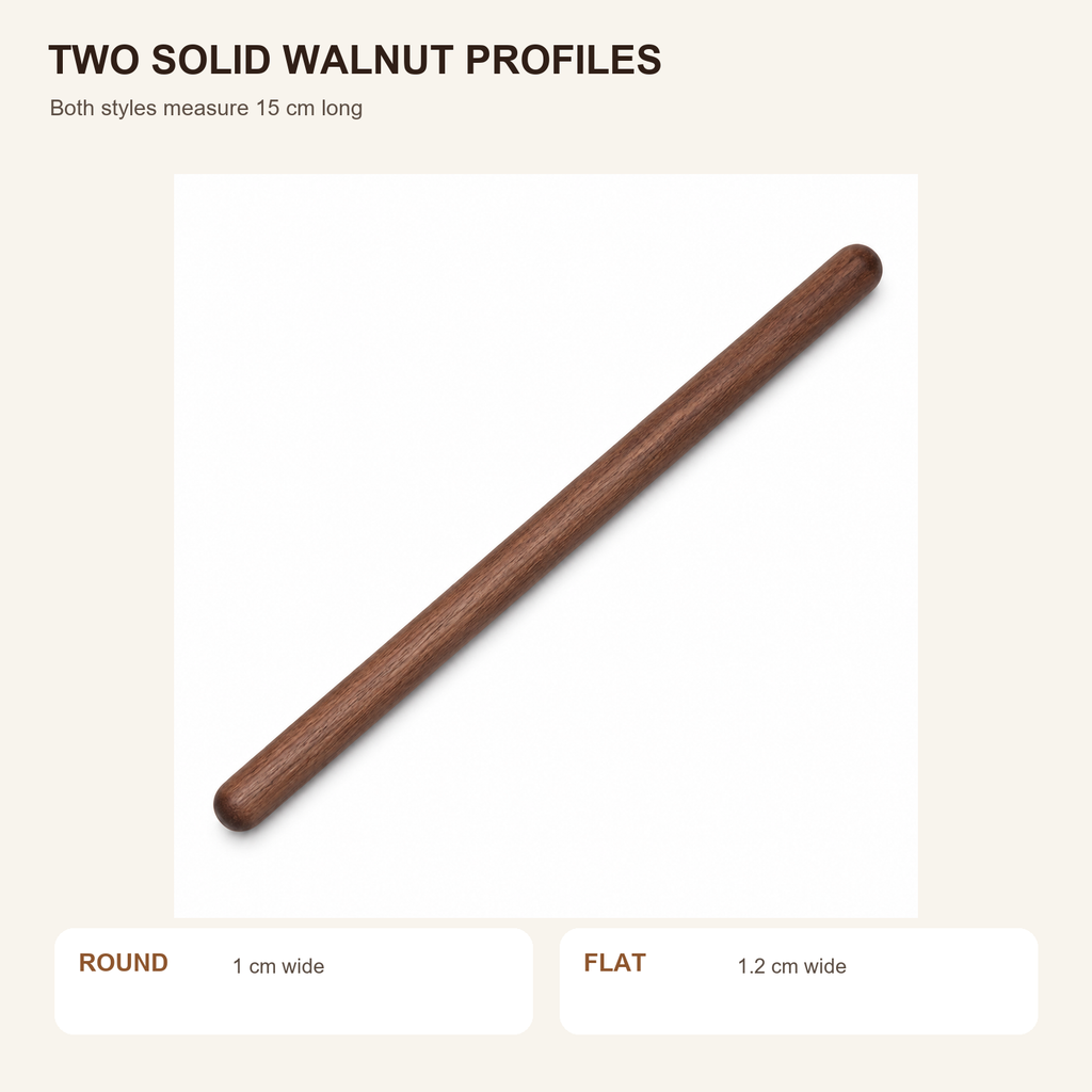 Round and flat walnut stirrer dimensions 15 cm long