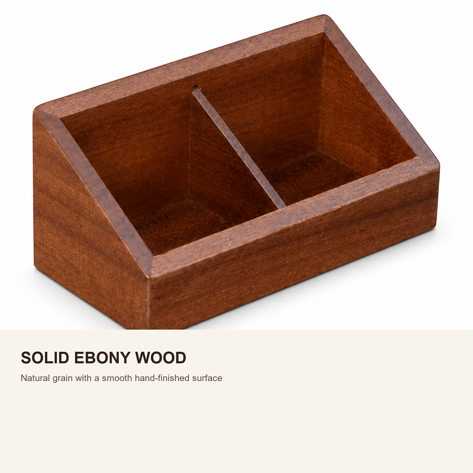 Solid dark wood grain and hand-finished rim detail