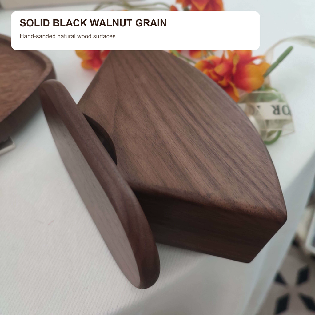 Hand-sanded solid black walnut grain detail