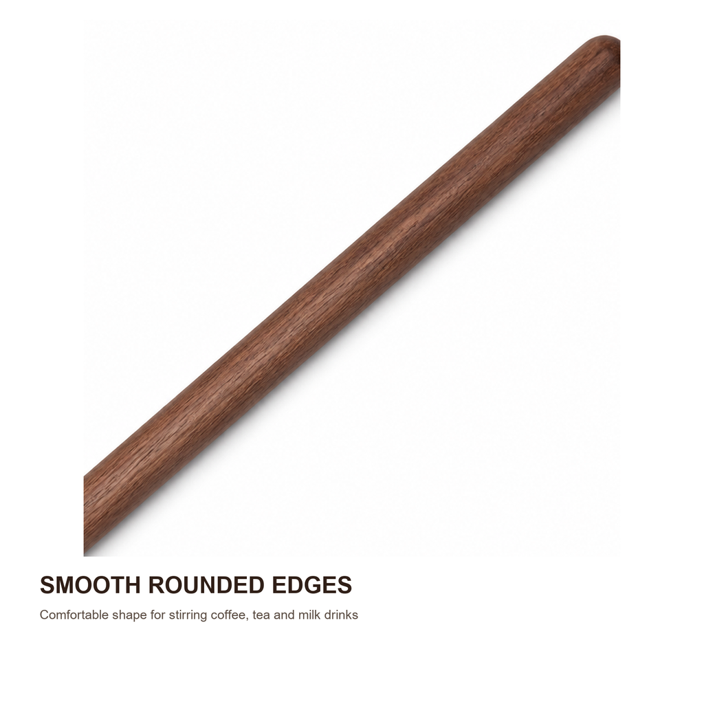Smooth rounded solid wood stirrer edge detail