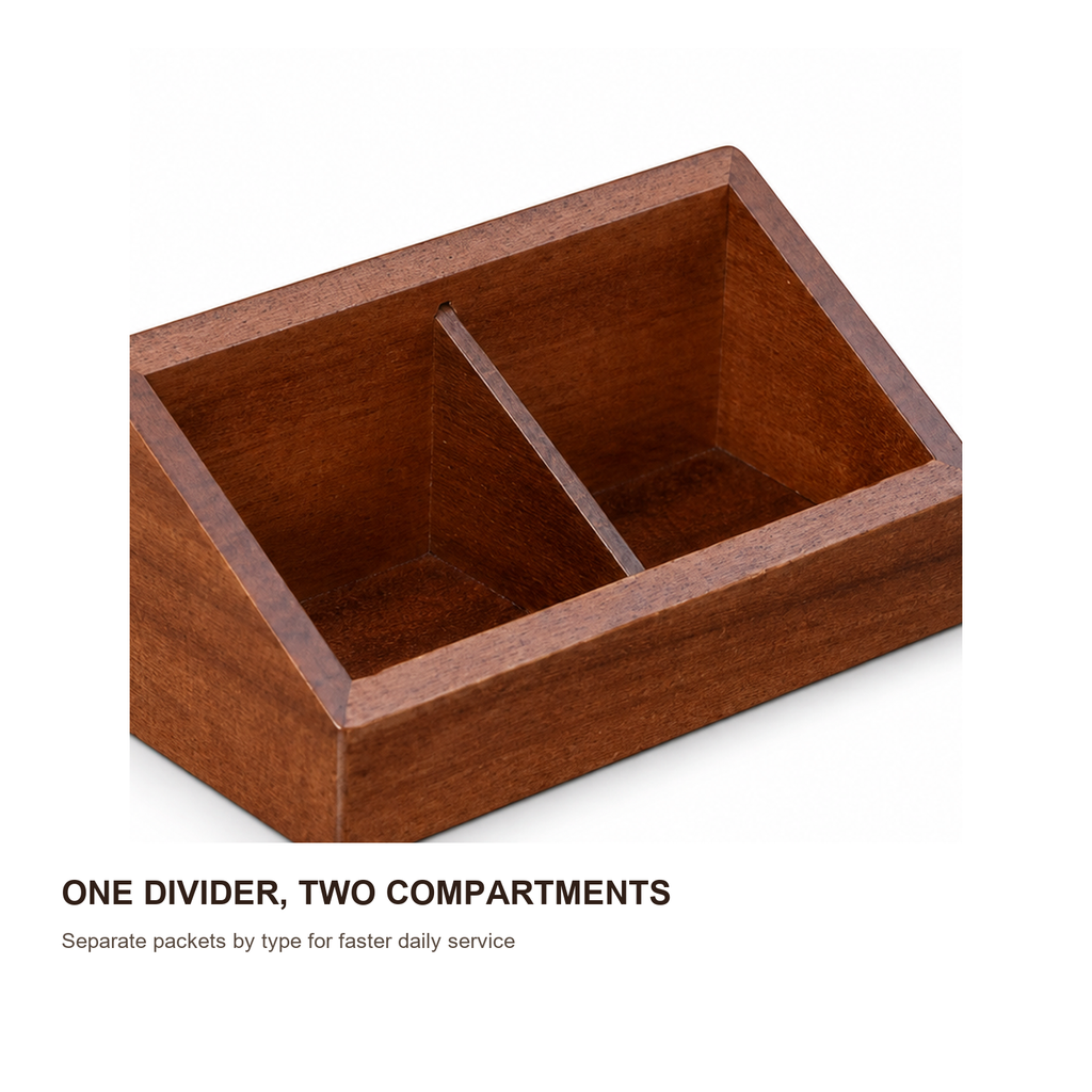 Central divider creating two coffee packet compartments