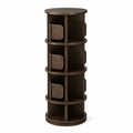 Four-tier rotating solid rubberwood coffee bar storage tower on white