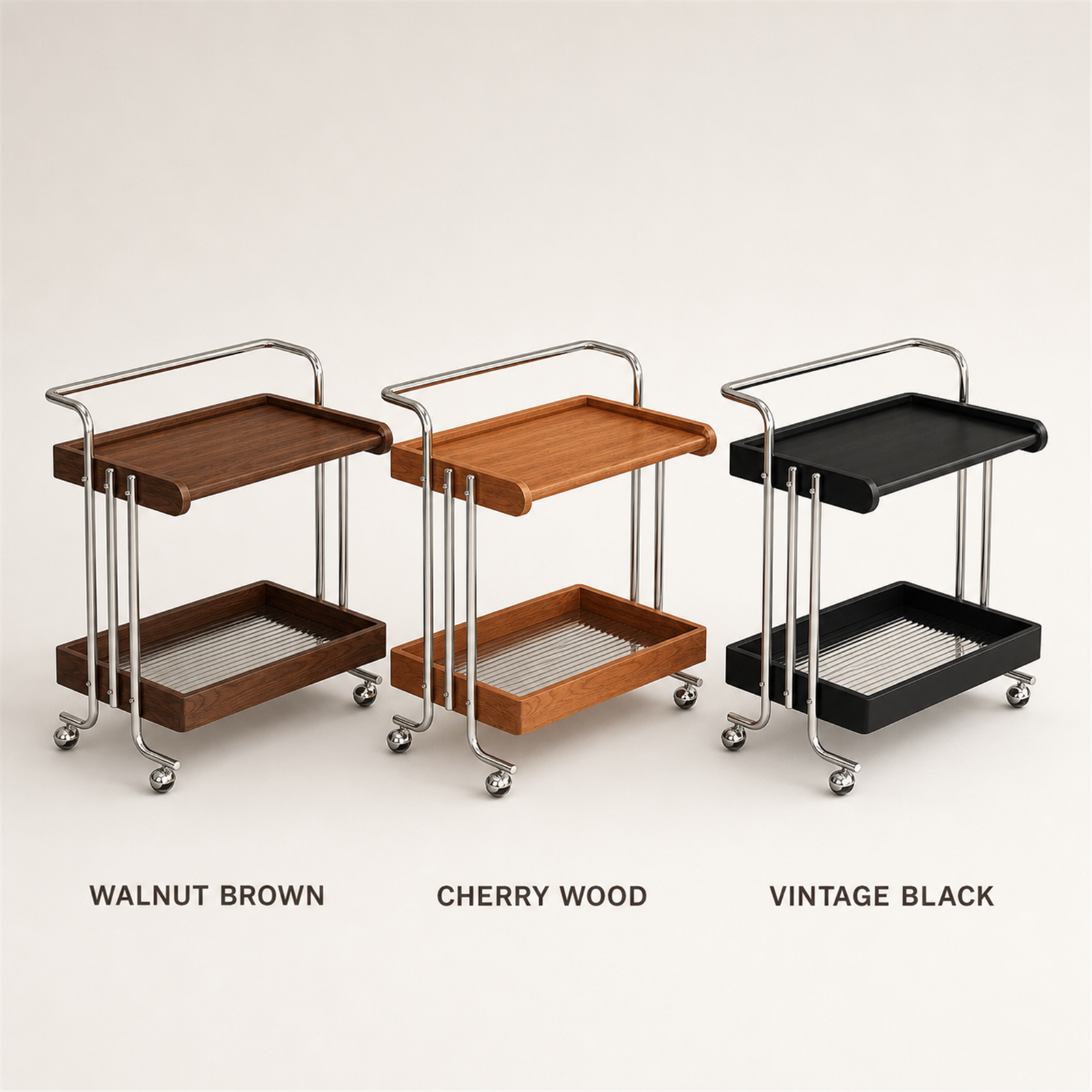Walnut brown cherry wood and vintage black finishes