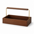 Deep finger-jointed solid rubberwood coffee caddy on white
