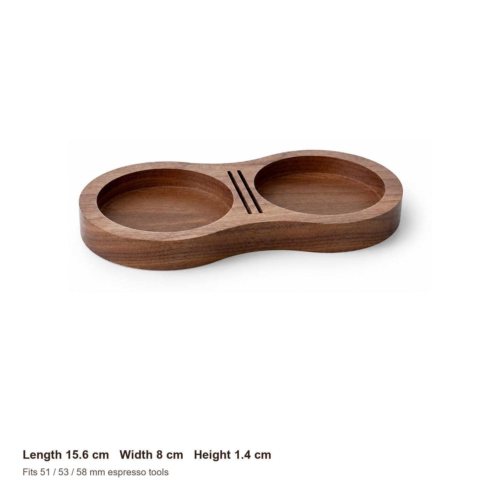 Walnut espresso organizer dimensions: 15.6 by 8 by 1.4 centimeters