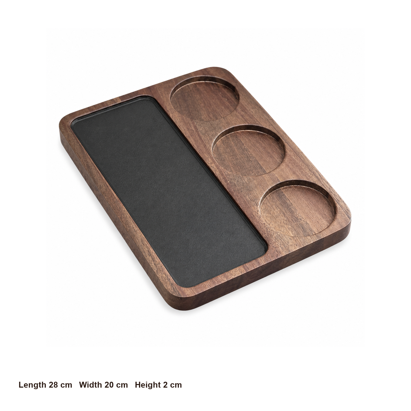 Solid walnut espresso work board dimensions 28 by 20 by 2 cm
