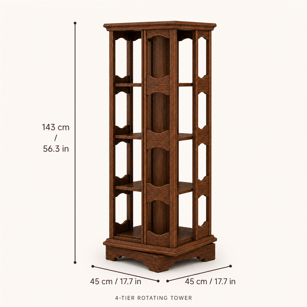 Four-tier rotating coffee storage tower dimensions 45 by 45 by 143 centimeters