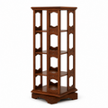 Four-tier 360-degree rotating solid rubberwood coffee storage tower on white
