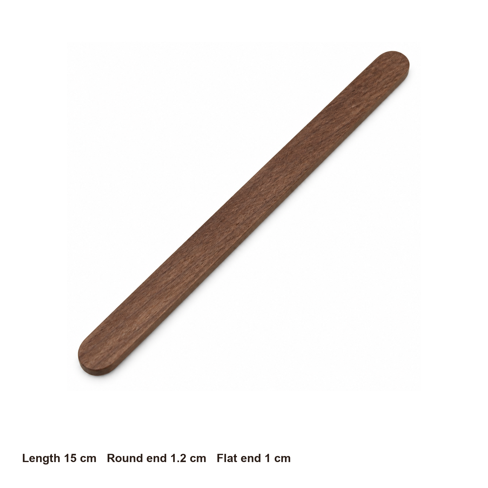 Solid walnut stirrer length 15 centimeters with round and flat end options
