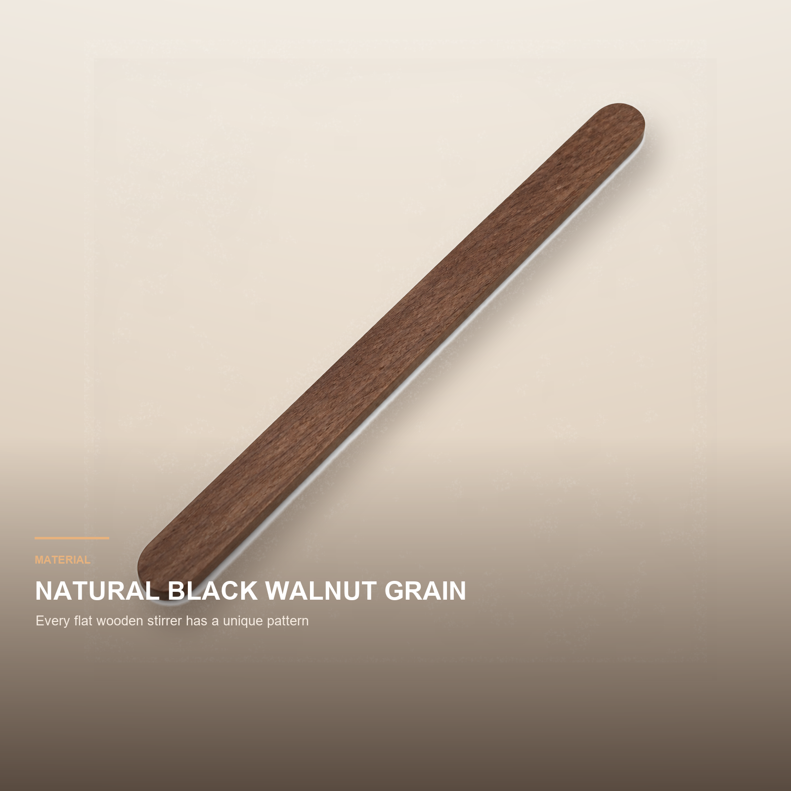 Natural grain on a flat solid black walnut stirrer