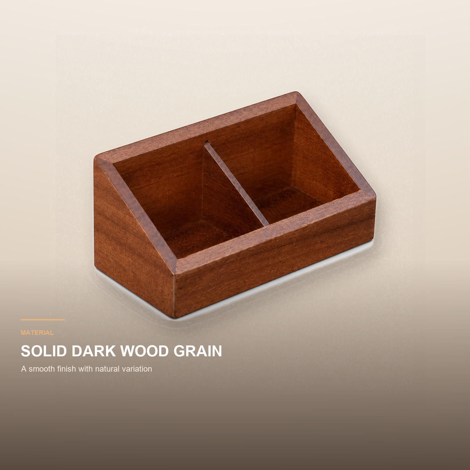 Solid dark wood grain and smooth finished rim detail