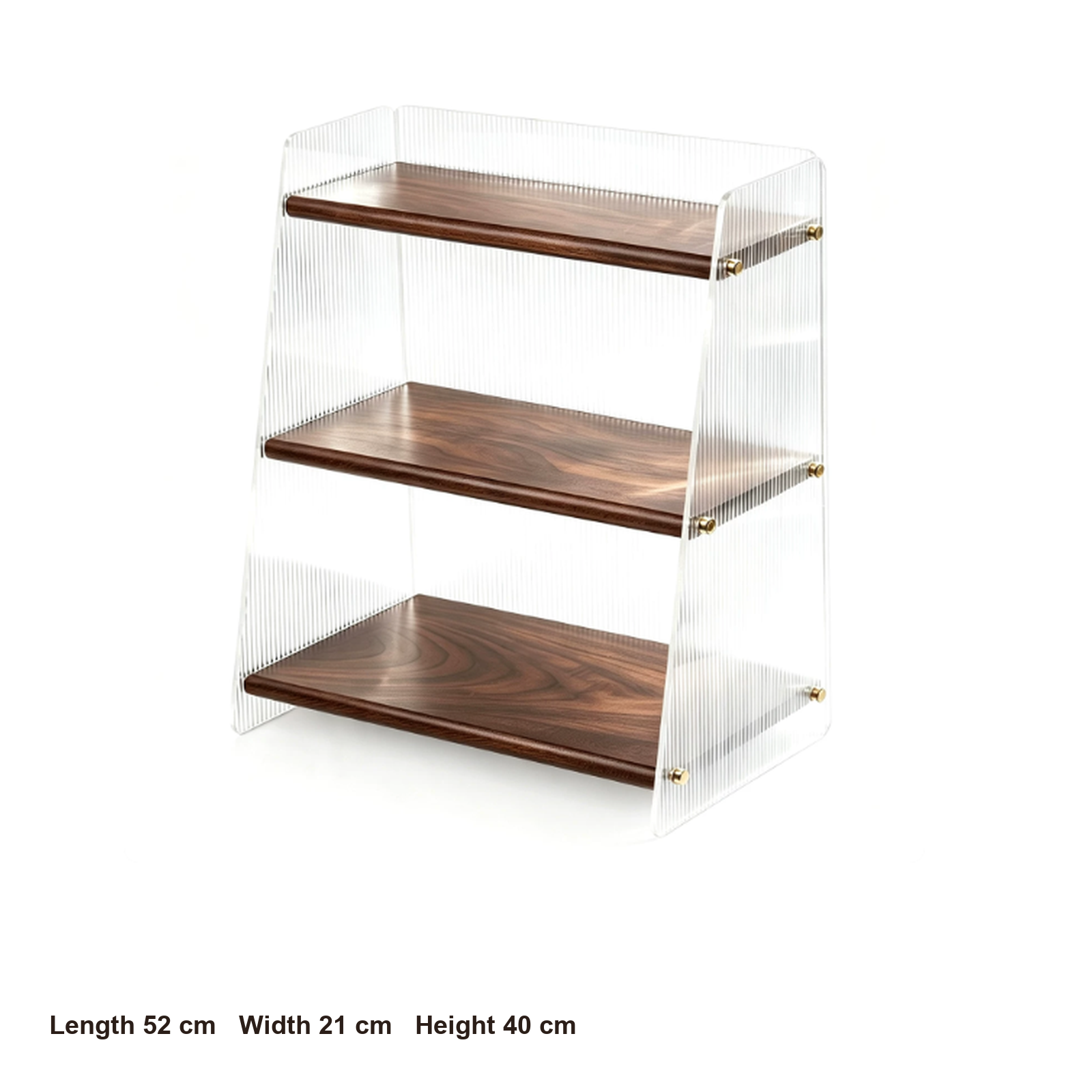Large three-tier display dimensions: 52 by 21 by 40 centimeters