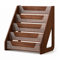 Empty solid walnut five-tier coffee sachet organizer shelf on a white background