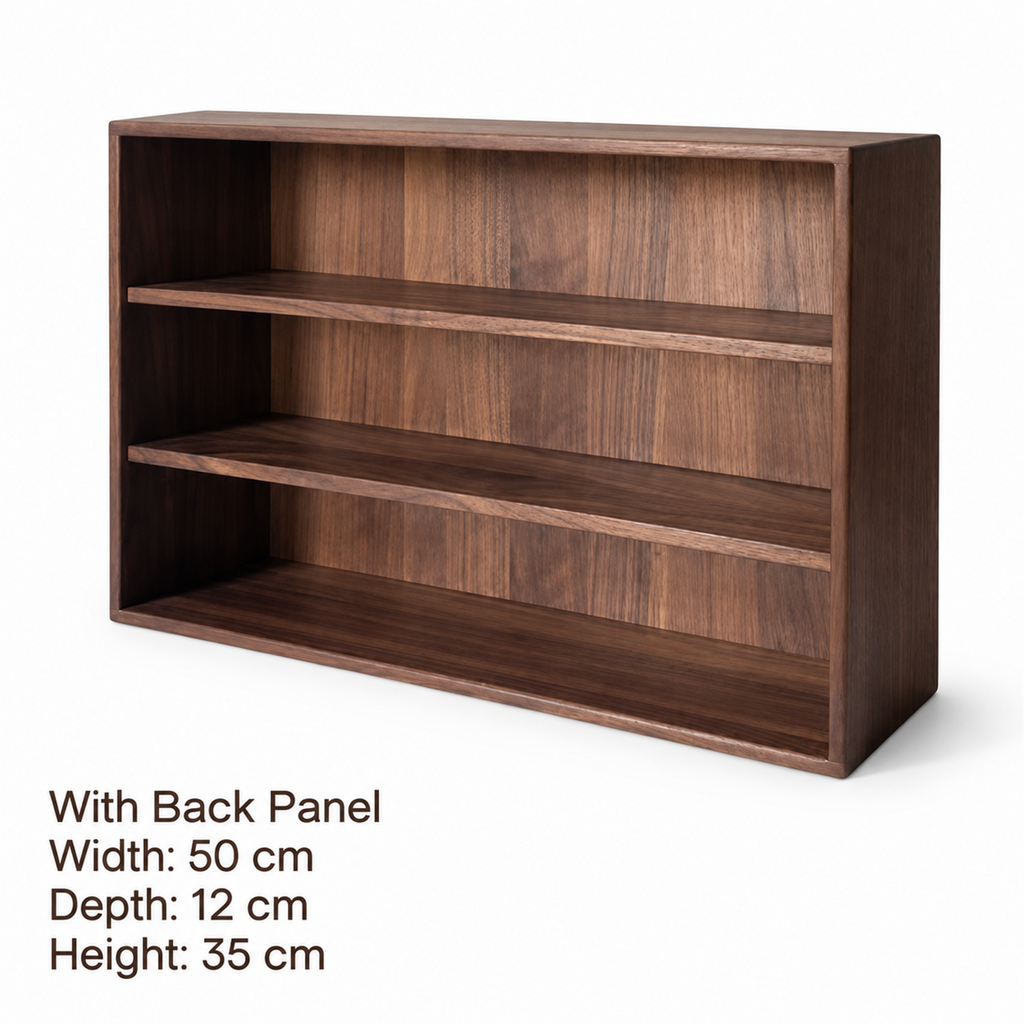 Back-panel shelf dimensions: width 50 cm, depth 12 cm, height 35 cm