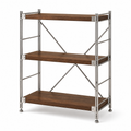 Walnut Brown 70 × 31 × 90 cm slim tall three-tier steel and wood coffee bar organizer on white