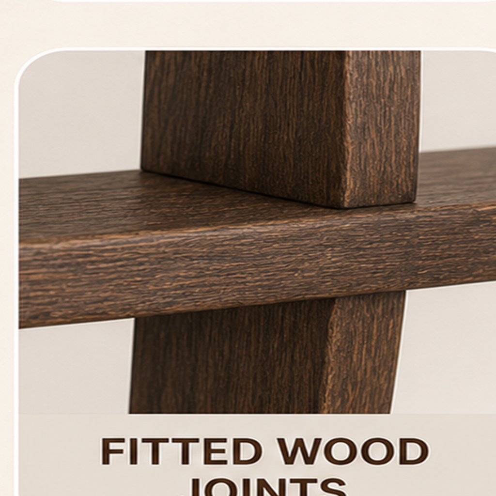 100 × 100 cm close view of fitted wood intersection on the paulownia wall shelf