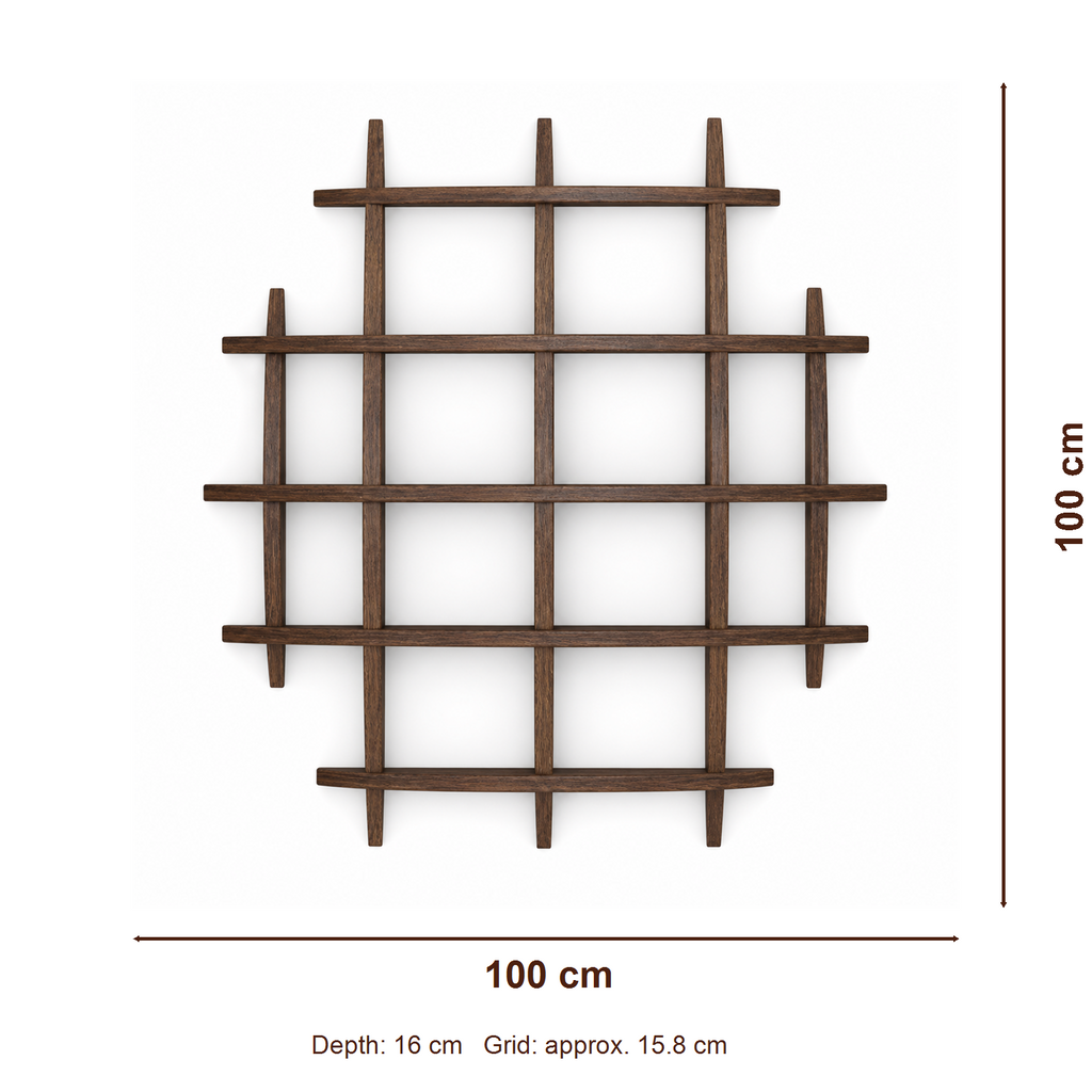 100 × 100 cm large-grid solid paulownia wall coffee display shelf dimensions