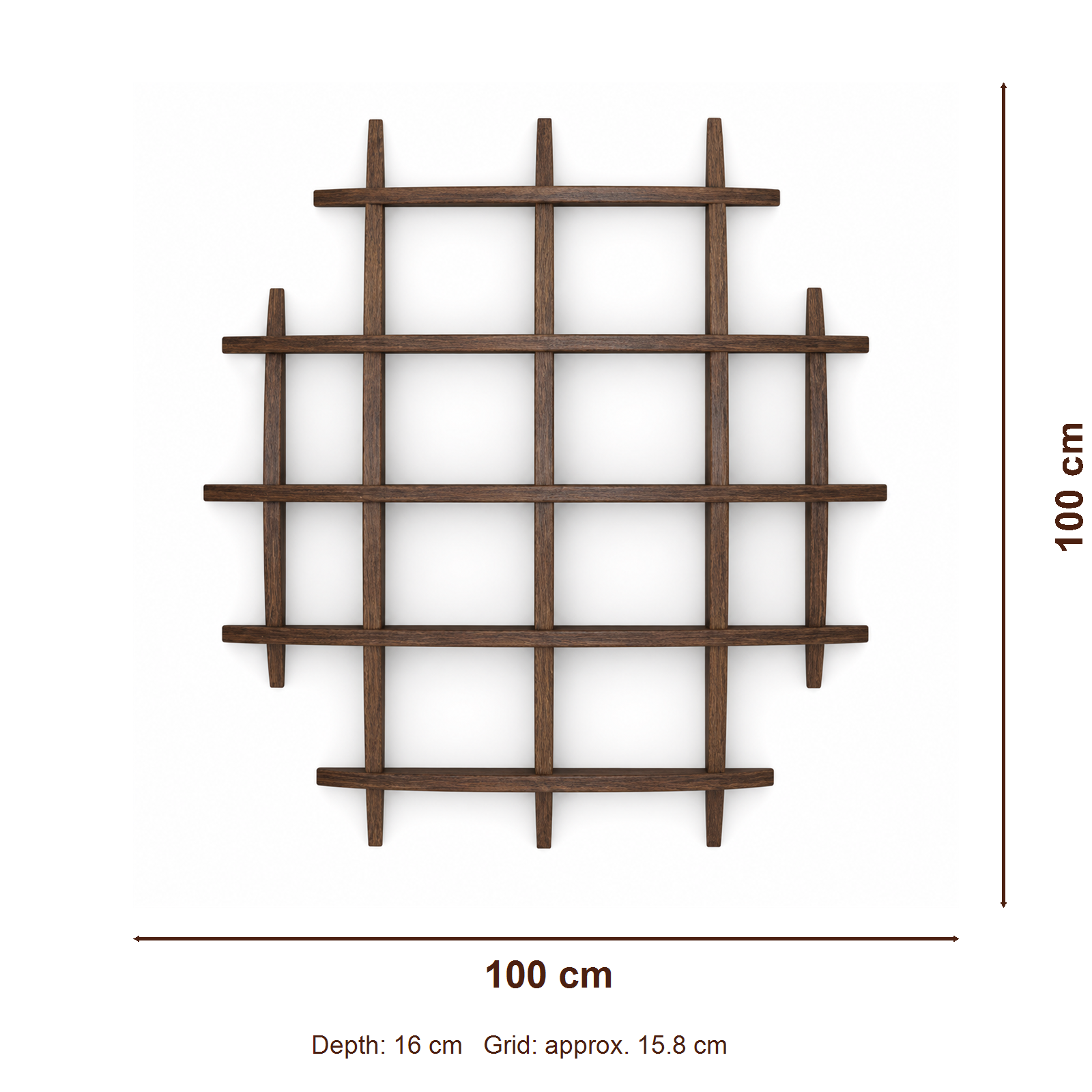 100 × 100 cm large-grid solid paulownia wall coffee display shelf dimensions