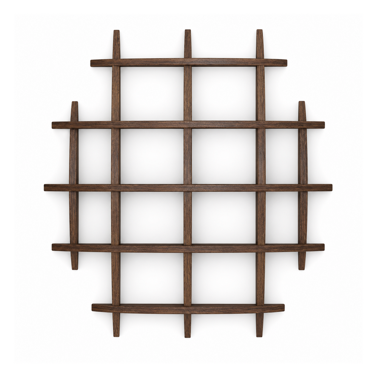 100 × 100 cm Dark Burnt large-grid solid paulownia wall coffee display shelf on pure white