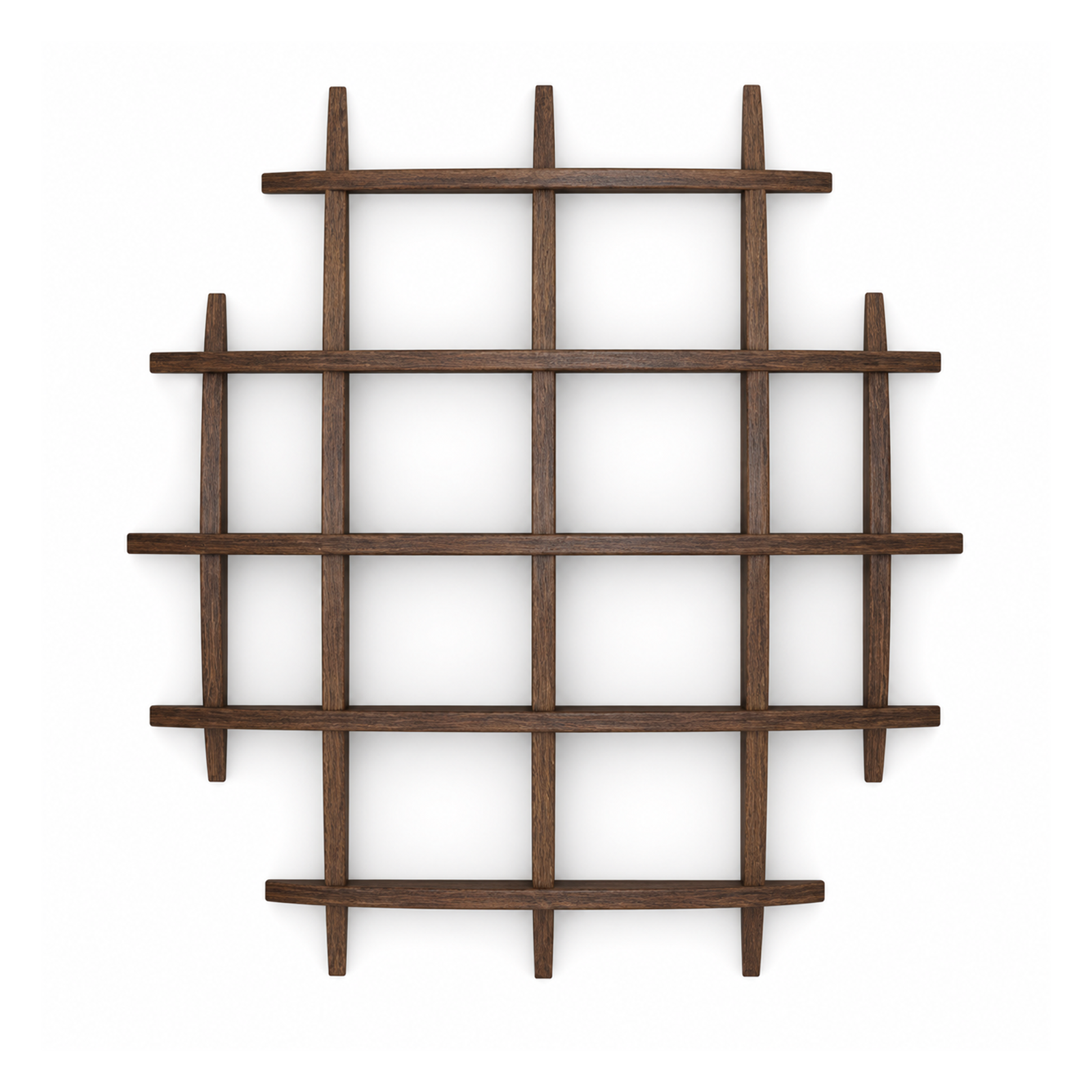 100 × 100 cm Dark Burnt large-grid solid paulownia wall coffee display shelf on pure white