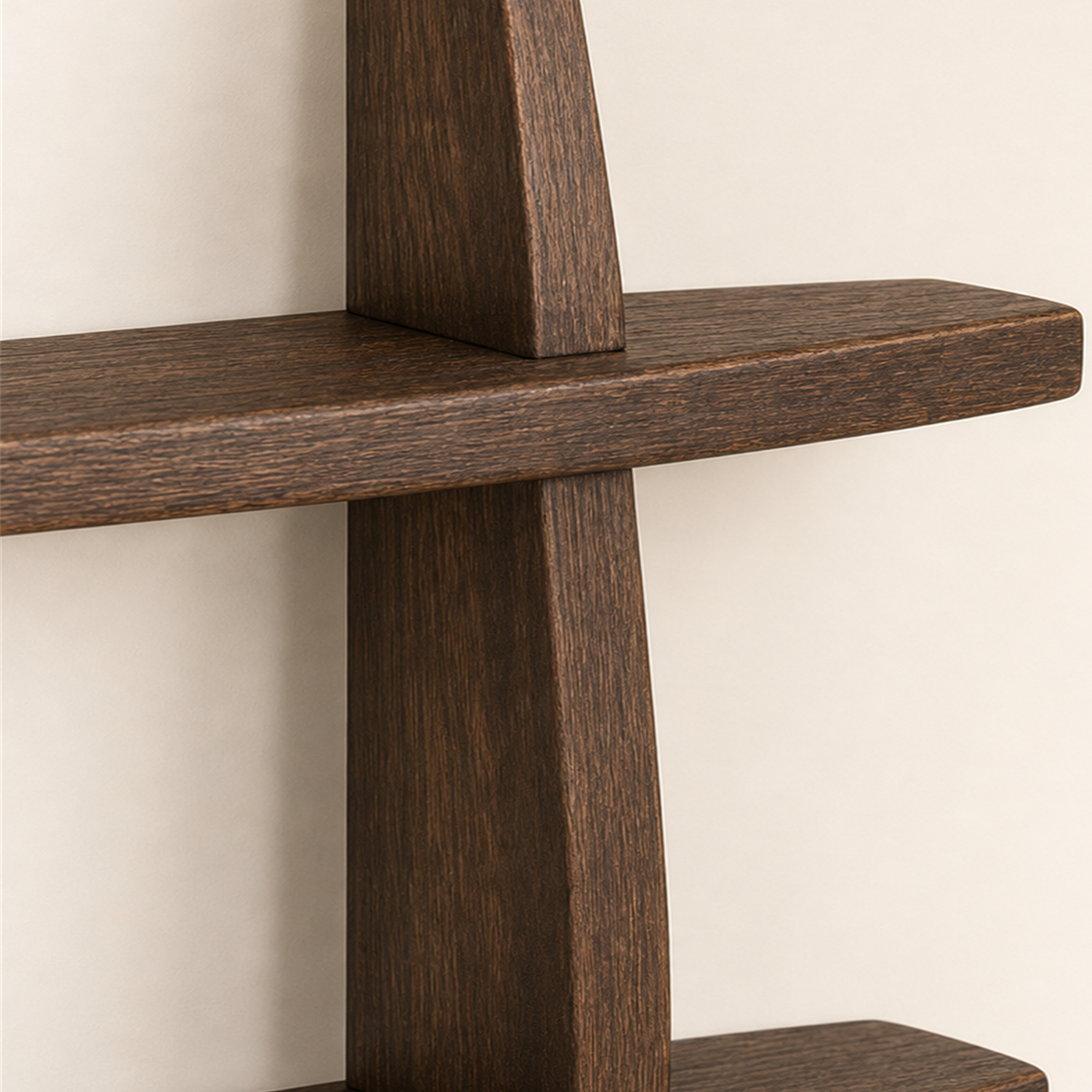 120 × 120 cm close view of Dark Burnt paulownia wood grain and curved ledge