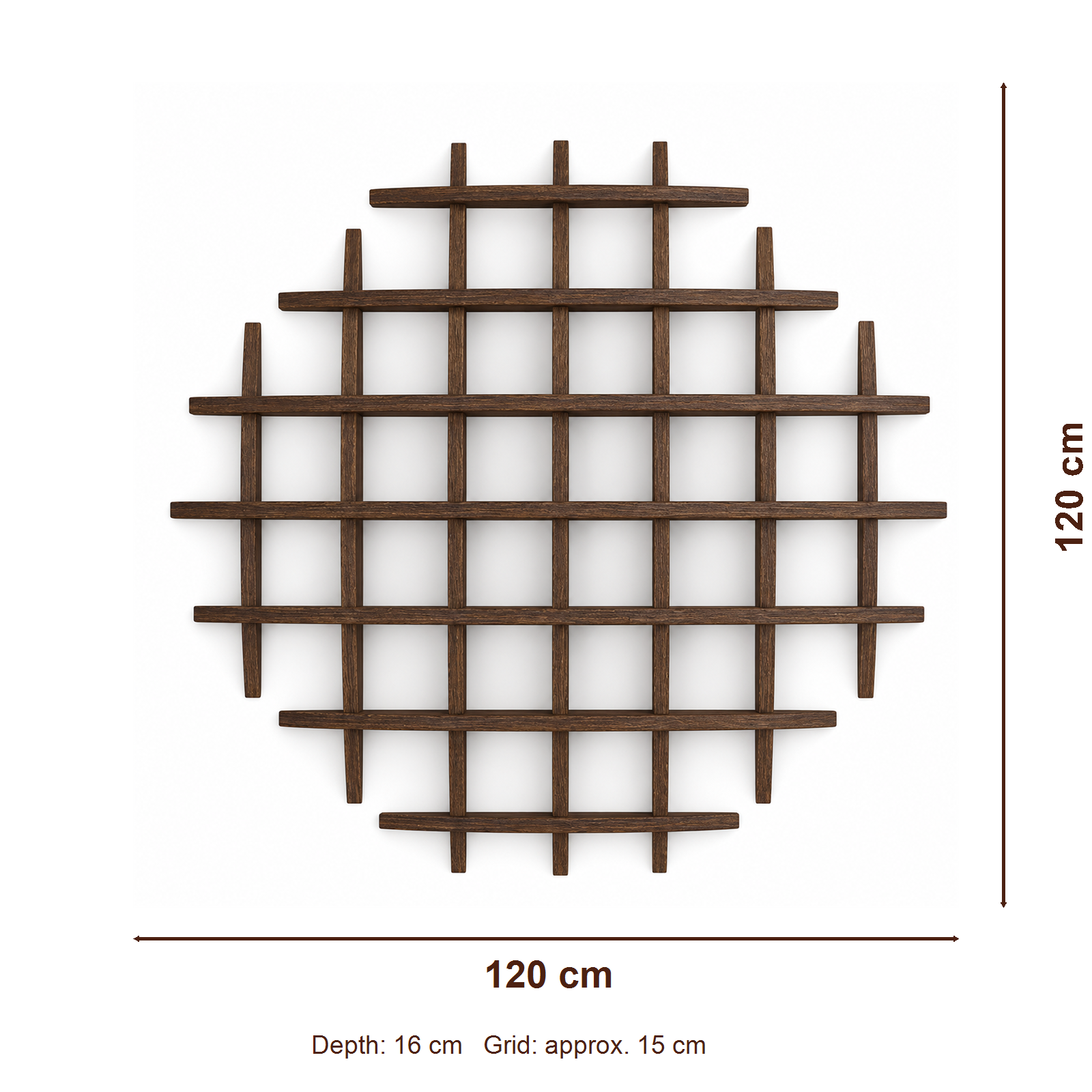 120 × 120 cm large-grid solid paulownia wall coffee display shelf dimensions