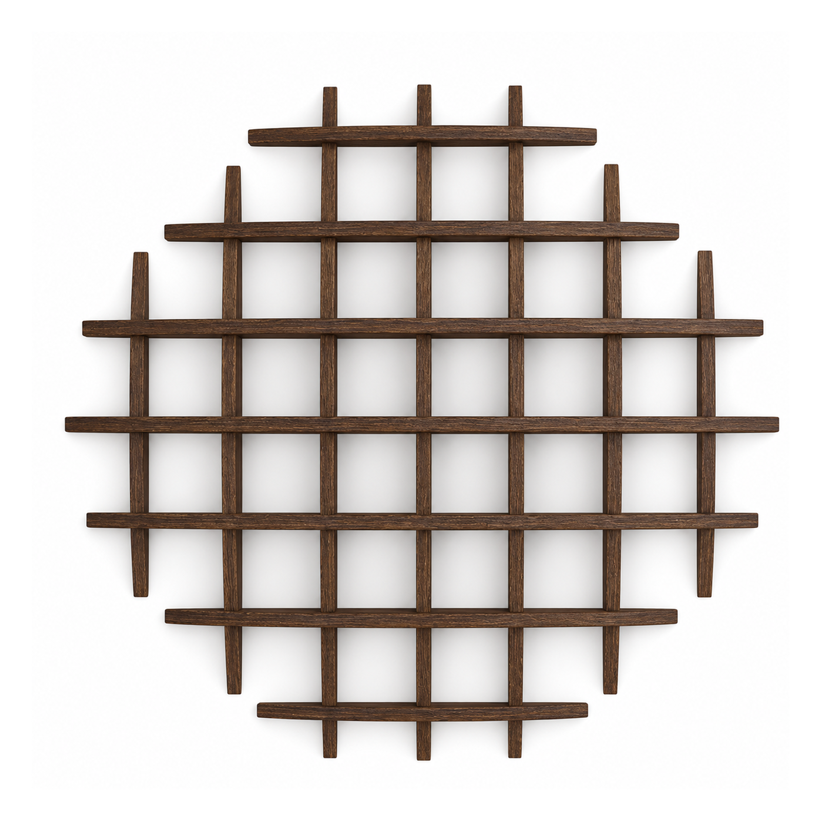 120 × 120 cm Dark Burnt large-grid solid paulownia wall coffee display shelf on pure white