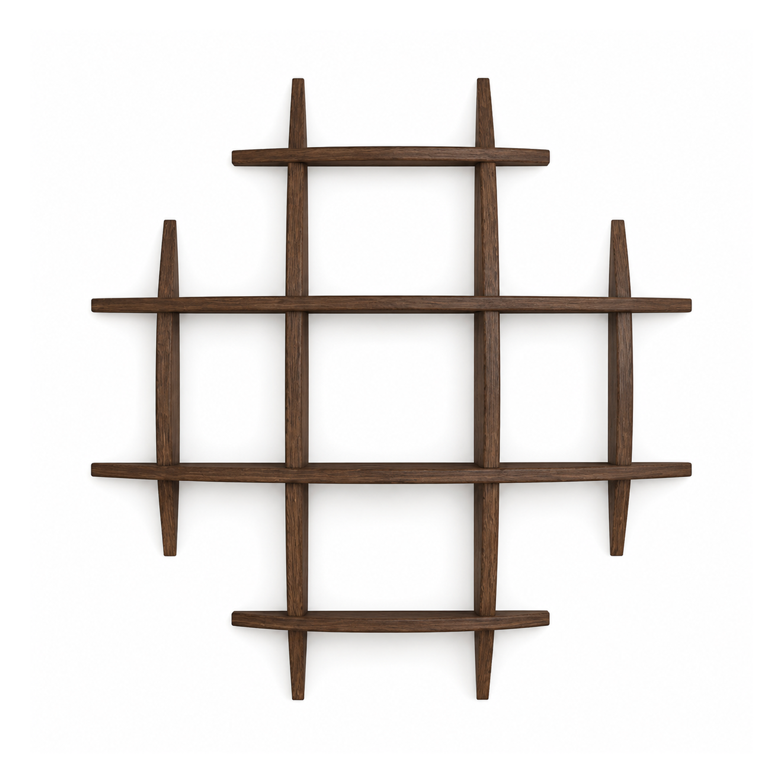 70 × 70 cm Dark Burnt large-grid solid paulownia wall coffee display shelf on pure white