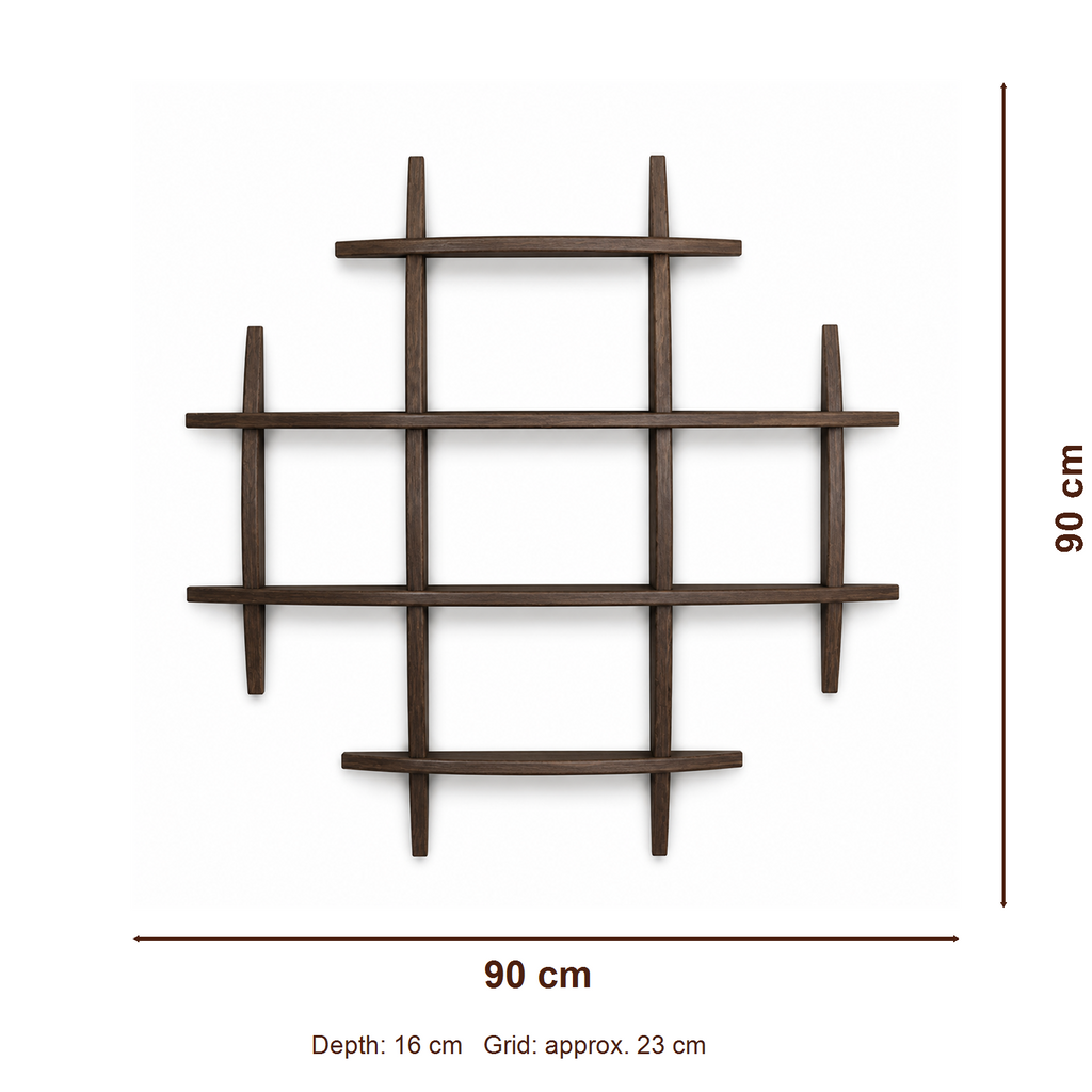 90 × 90 cm large-grid solid paulownia wall coffee display shelf dimensions