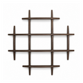 90 × 90 cm Dark Burnt large-grid solid paulownia wall coffee display shelf on pure white