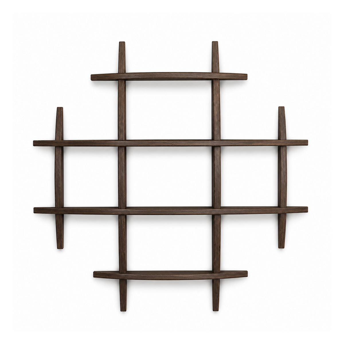 90 × 90 cm Dark Burnt large-grid solid paulownia wall coffee display shelf on pure white