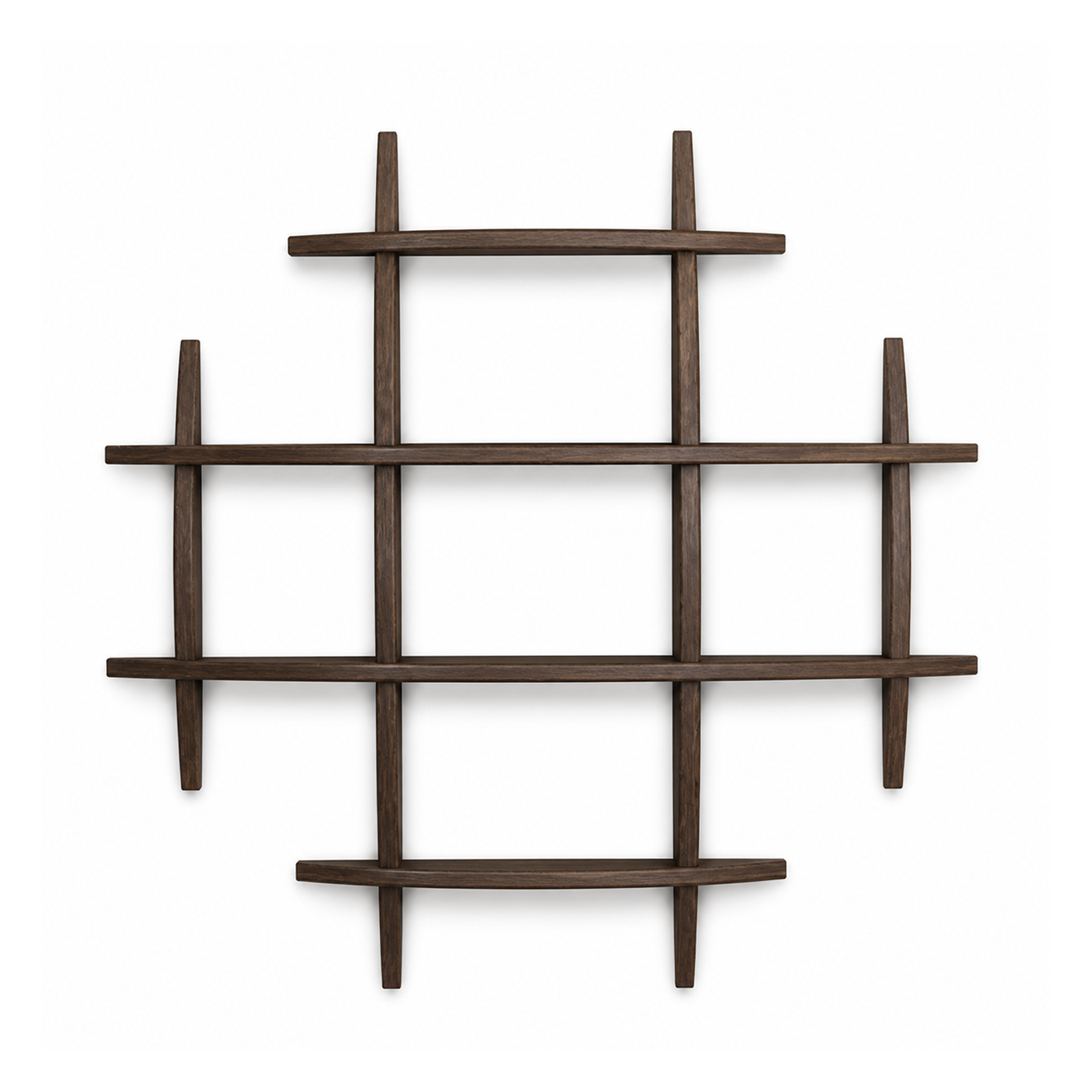 90 × 90 cm Dark Burnt large-grid solid paulownia wall coffee display shelf on pure white
