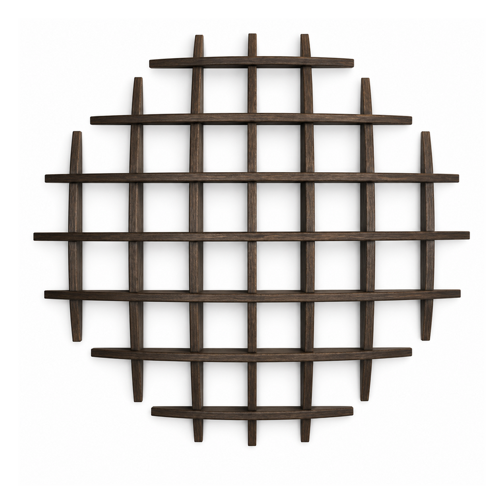 100 × 100 cm Dark Burnt multi-grid solid paulownia wall coffee display shelf on pure white