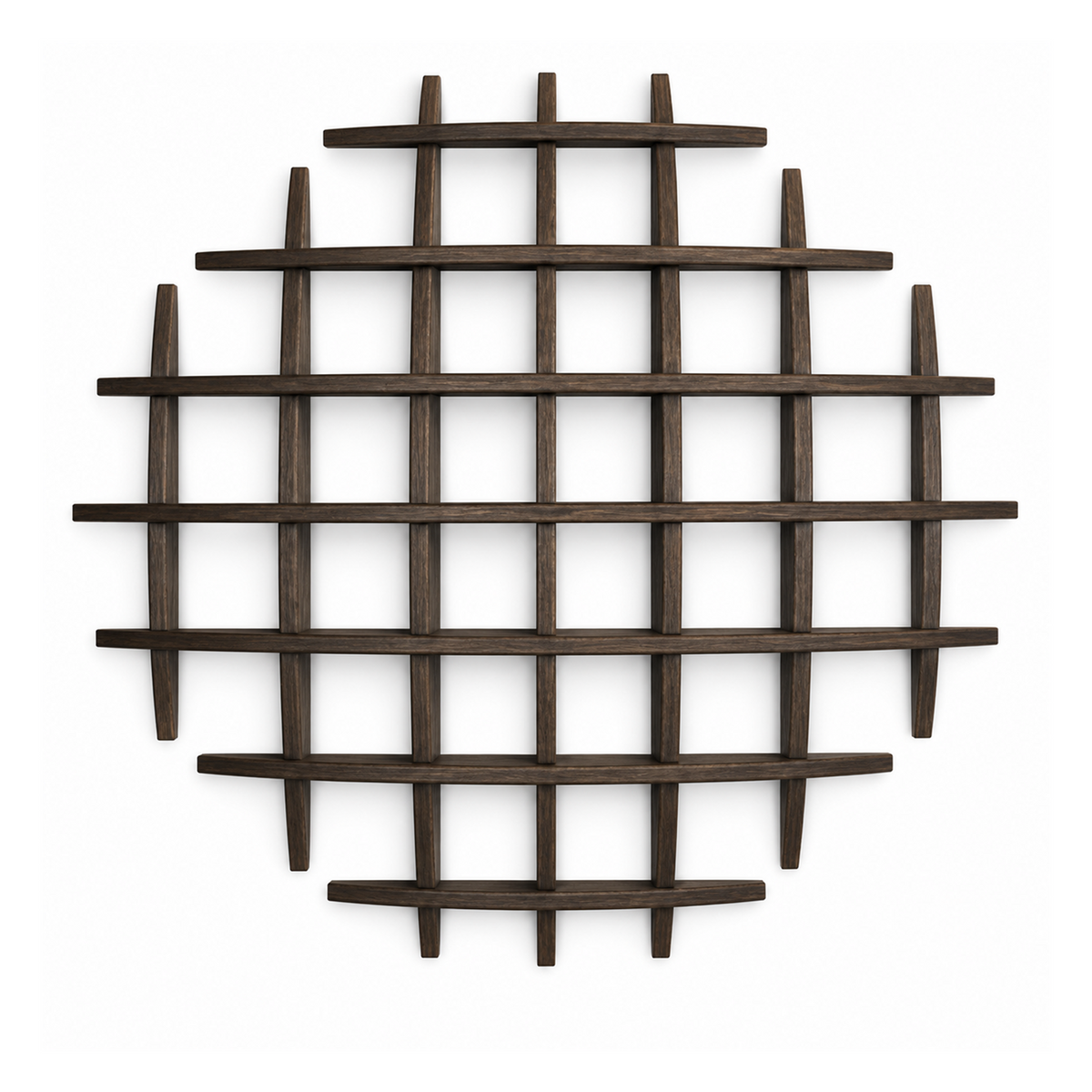 100 × 100 cm Dark Burnt multi-grid solid paulownia wall coffee display shelf on pure white