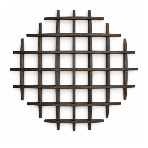 100 × 100 cm Dark Burnt multi-grid solid paulownia wall coffee display shelf on pure white