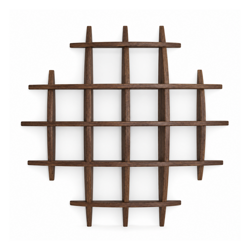 70 × 70 cm Dark Burnt multi-grid solid paulownia wall coffee display shelf on pure white